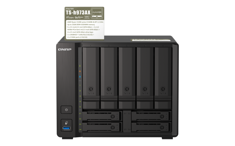 QNAP TS-h973AX-8G 9 Bay, Thiết Bị Lưu Trữ NAS QNAP TS-h973AX-8G Chính Hãng