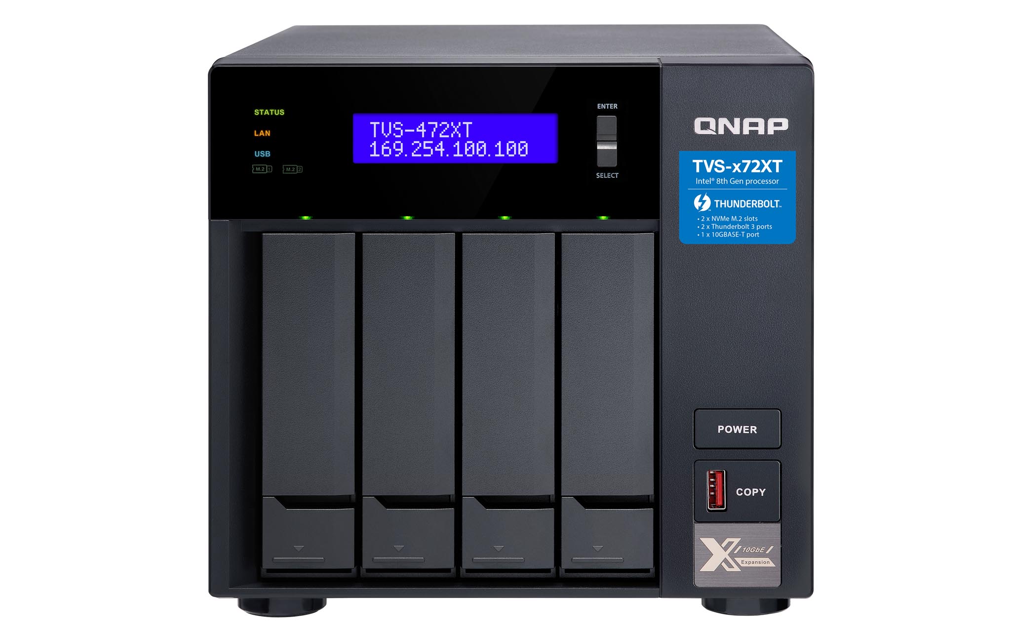 QNAP TVS-472XT-i3-4G 4 Bay, Thiết Bị Lưu Trữ NAS QNAP TVS-472XT-i3-4G Chính Hãng