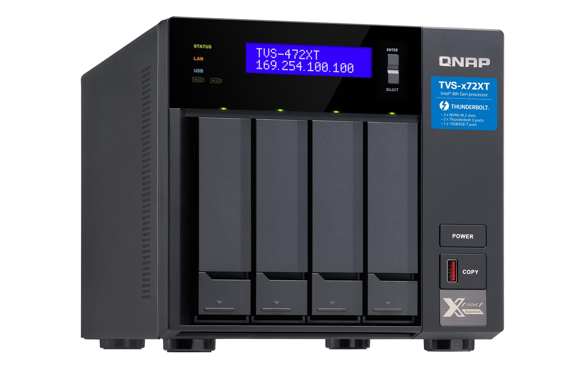 QNAP TVS-472XT-PT-4G 4 Bay, Thiết Bị Lưu Trữ NAS QNAP TVS-472XT-PT-4G Chính Hãng