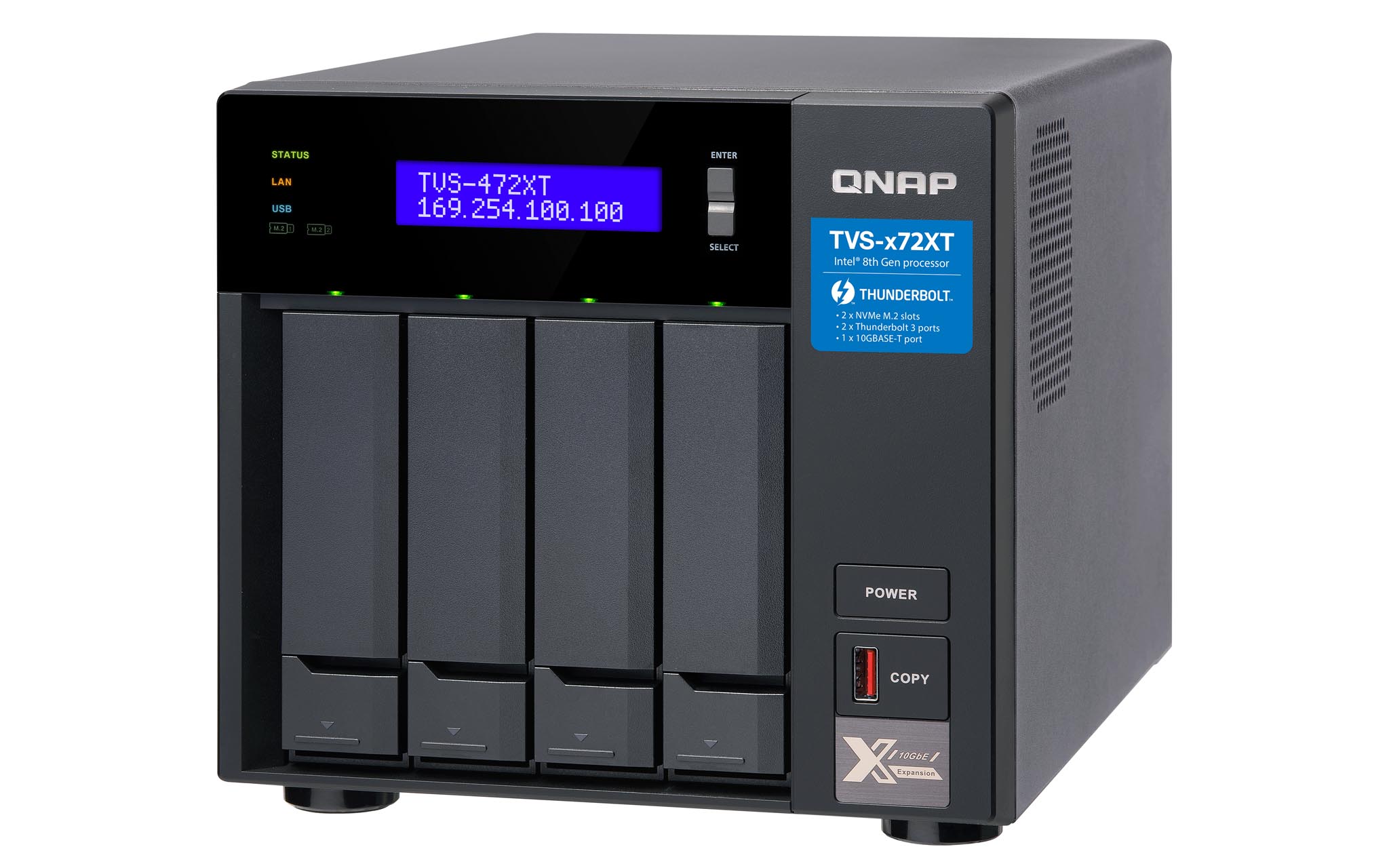 QNAP TVS-472XT-i3-4G 4 Bay, Thiết Bị Lưu Trữ NAS QNAP TVS-472XT-i3-4G Chính Hãng