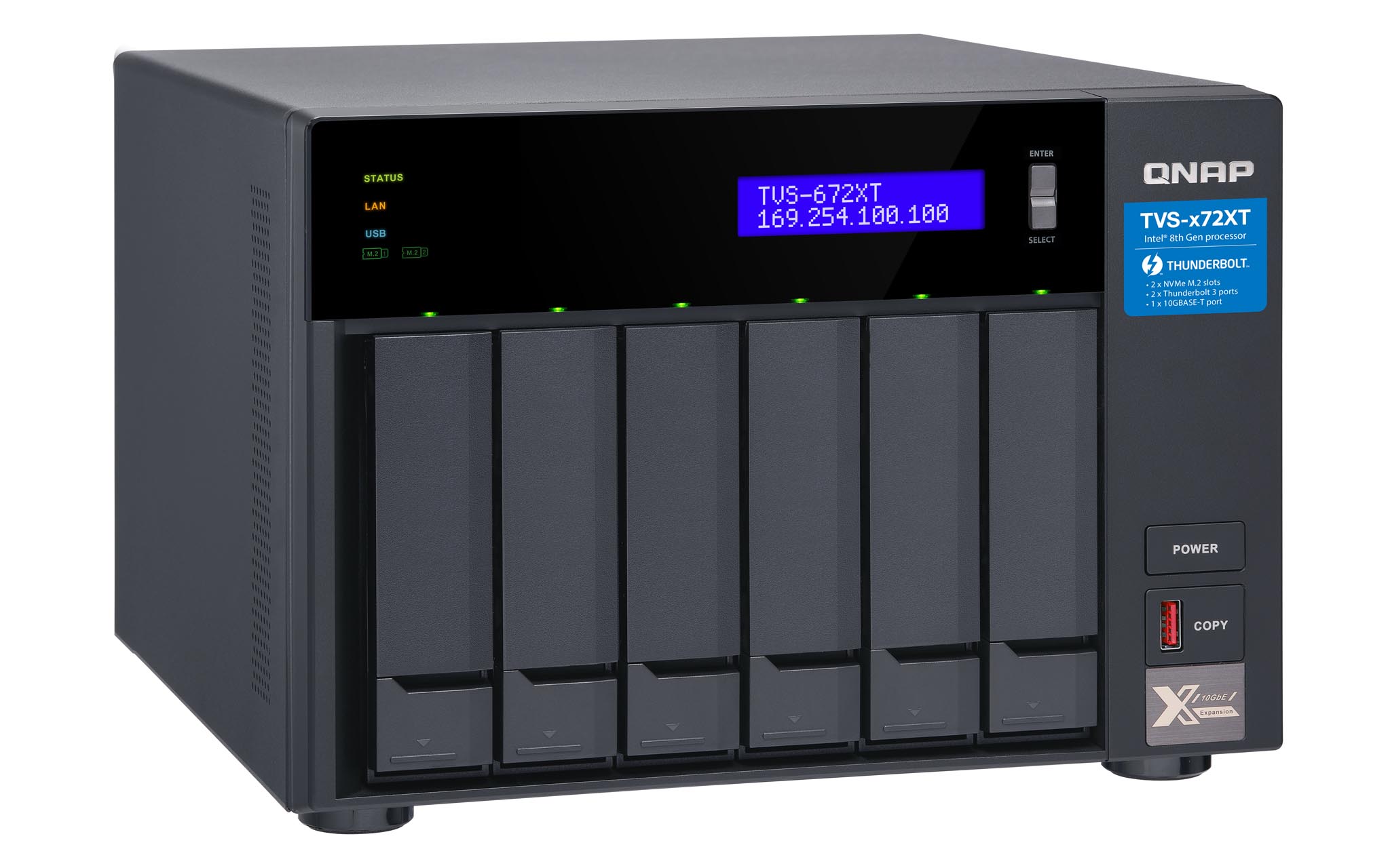 QNAP TVS-672XT-i3-8G 6 Bay, Thiết Bị Lưu Trữ NAS QNAP TVS-672XT-i3-8G Chính Hãng