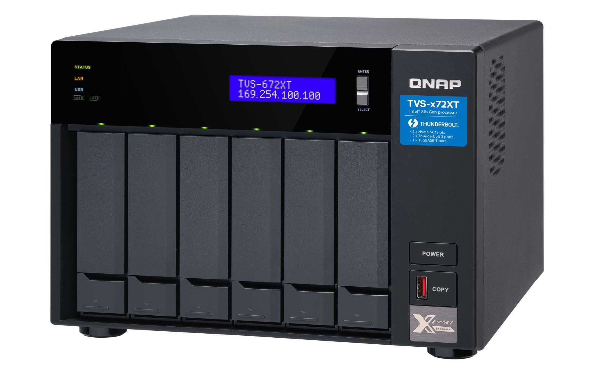 QNAP TVS-672XT-i3-8G 6 Bay, Thiết Bị Lưu Trữ NAS QNAP TVS-672XT-i3-8G Chính Hãng